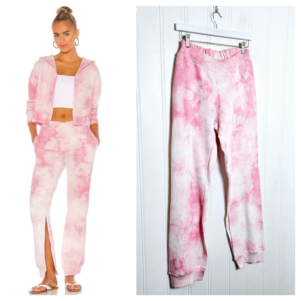 Frankies Bikinis Ranger Sweatpants M Heavenly Pink Tie Dye V Waist Cotton Jogger